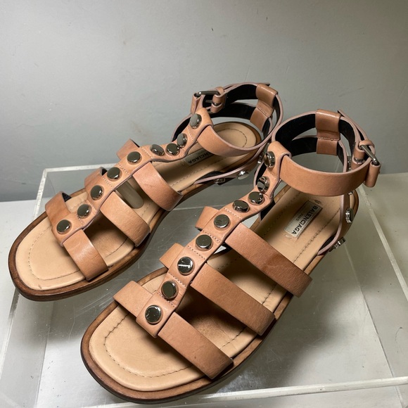 Balenciaga studed gladiador sandals nude laather sz 39.5 made in italy - Picture 6 of 15